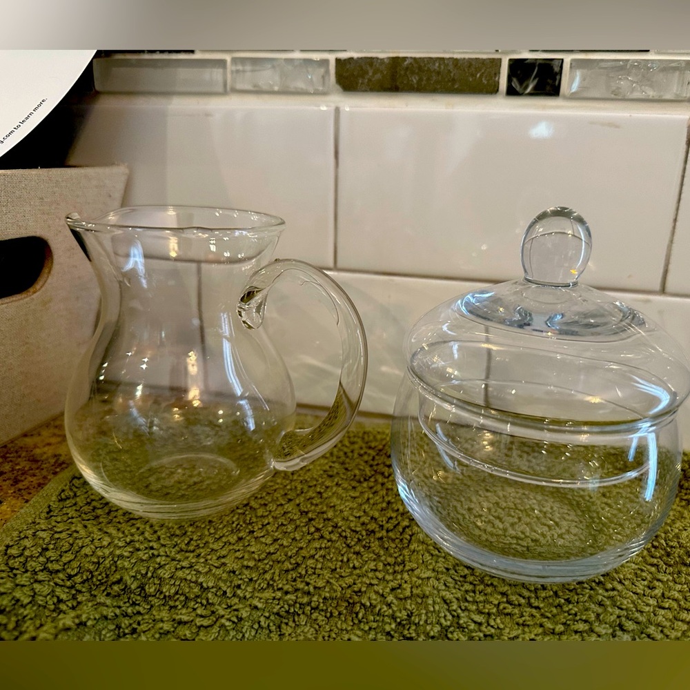 Clear Glass Cream and Sugar
